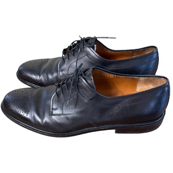 Salvador Ferragamo Mens Shoe 9 1/2 D Studio Italy Open Lacing Black Bruges - Picture 2 of 12